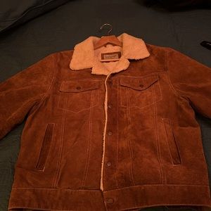 Mens “Vintage” genuine leather jacket with stitching and soft lining XL